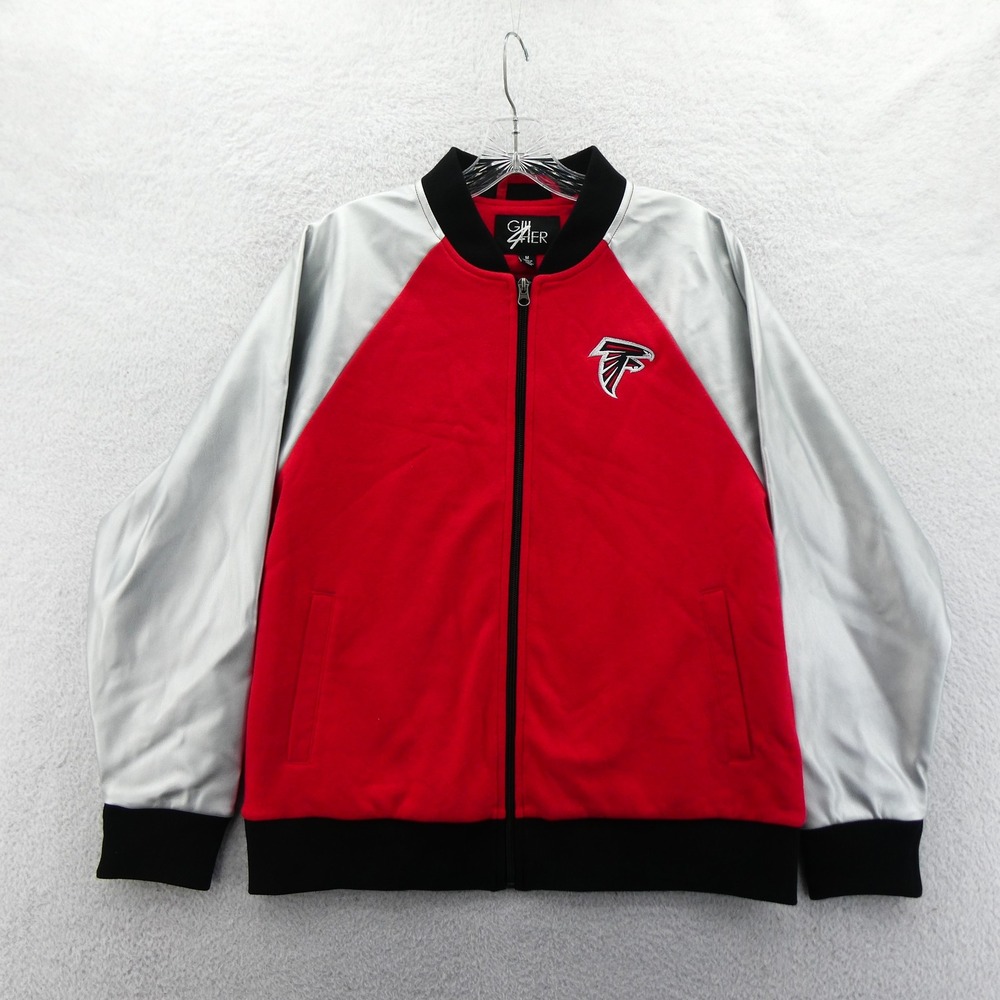GIII Jacket Women Medium Atlanta Falcons Red Silver Vintage Y2K Deadstock Zip Up